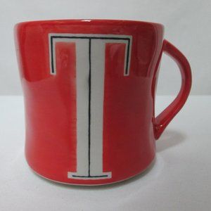 Anthropologie Hand Painted Monogram Initial "T" Mug Cup ceramic